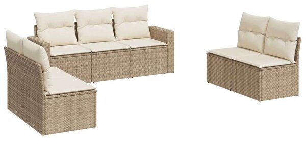 VidaXL Polyrattan Kerti Ülőgarnitúra - 7 részes - Bézs