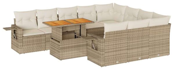VidaXL 11 részes bézs polyrattan kerti ülőgarnitúra párnákkal
