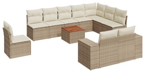 VidaXL 11 részes bézs polyrattan kerti ülőgarnitúra párnákkal