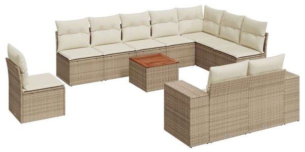 VidaXL 11 részes bézs polyrattan kerti ülőgarnitúra párnákkal