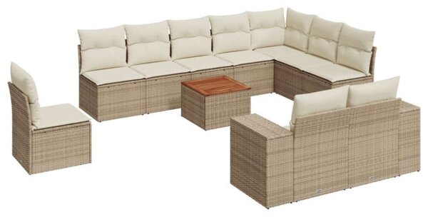 VidaXL 11 részes bézs polyrattan kerti ülőgarnitúra párnákkal