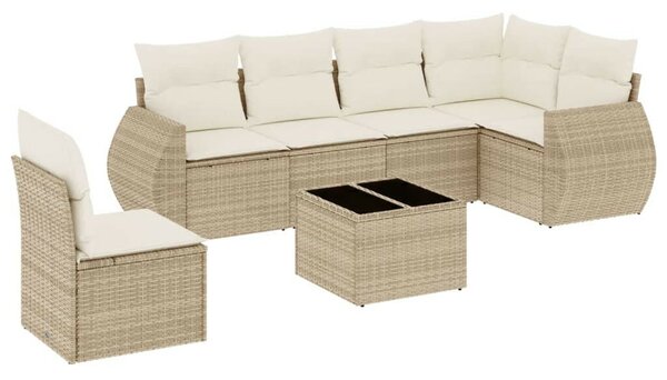 VidaXL Polyrattan Kerti Ülőgarnitúra - 7 részes - Bézs