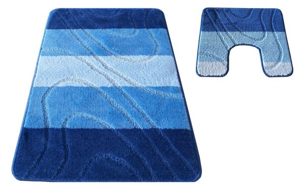 Kék fürdőszobai szőnyegek kétrészes készletben 50 cm x 80 cm + 40 cm x 50 cm