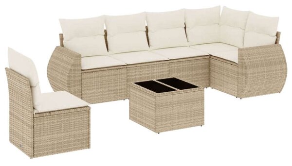 VidaXL Polyrattan Kerti Ülőgarnitúra - 7 részes - Bézs