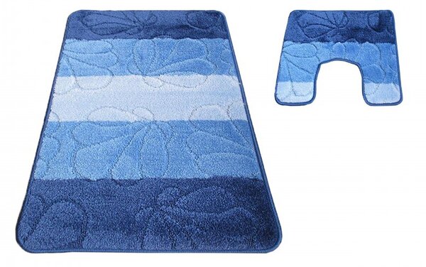 Kék fürdőszobai szőnyegkészlet 50 cm x 80 cm + 40 cm x 50 cm