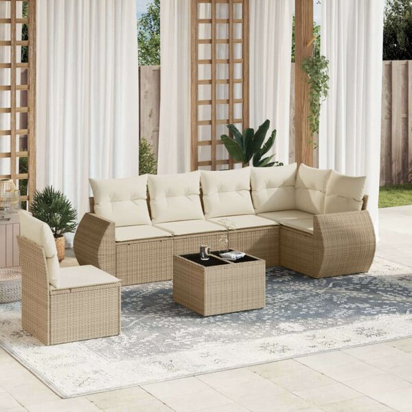 VidaXL Polyrattan Kerti Ülőgarnitúra - 7 részes - Bézs