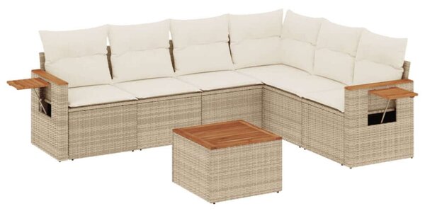 VidaXL Polyrattan Kerti Ülőgarnitúra - 7 részes - Bézs