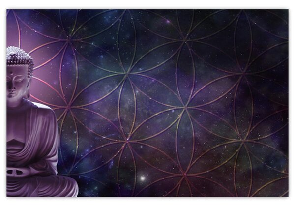 Kép - Buddha az élet virágaival (90x60 cm)