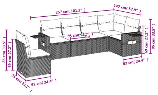 VidaXL Polyrattan Kerti Ülőgarnitúra - 6 részes - Bézs