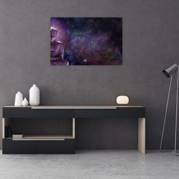 Kép - Buddha az élet virágaival (90x60 cm)