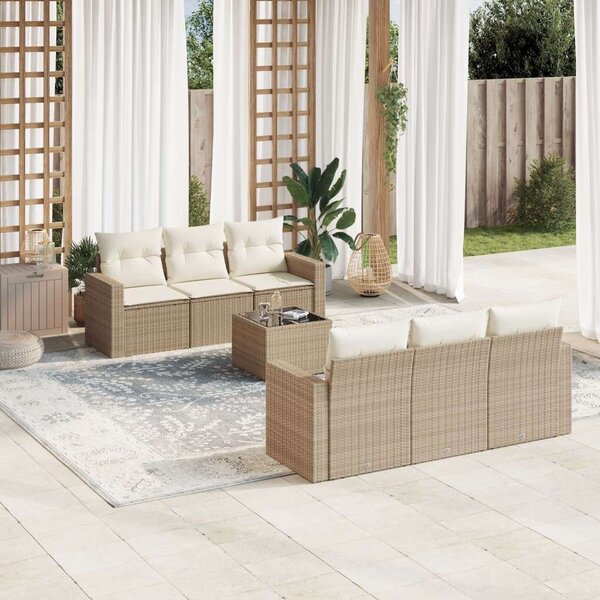 VidaXL Polyrattan Kerti Ülőgarnitúra - 7 részes - Bézs