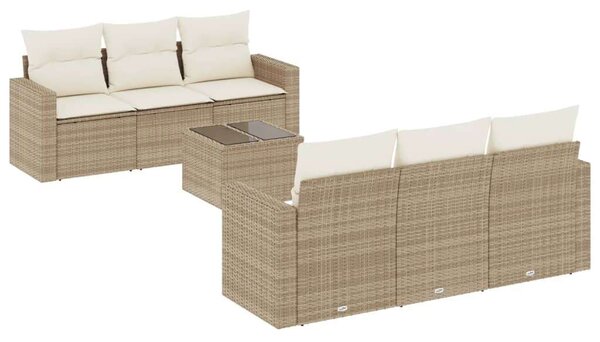 VidaXL Polyrattan Kerti Ülőgarnitúra - 7 részes - Bézs