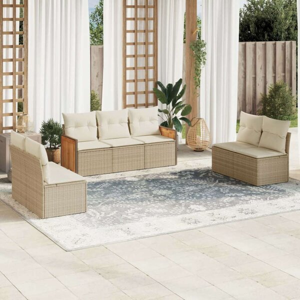 VidaXL Polyrattan Kerti Ülőgarnitúra - 7 részes - Bézs