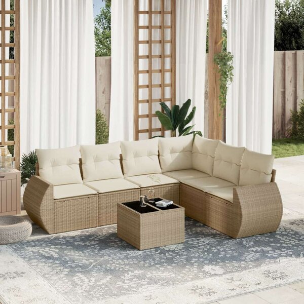 VidaXL Polyrattan Kerti Ülőgarnitúra - 7 részes - Bézs