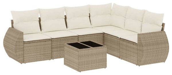 VidaXL Polyrattan Kerti Ülőgarnitúra - 7 részes - Bézs