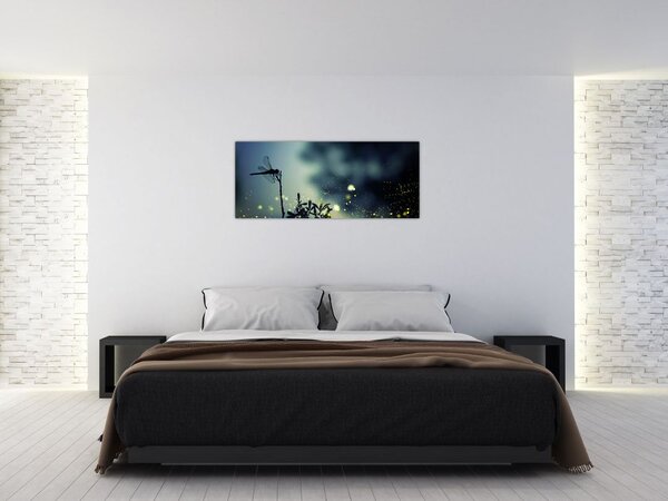 Kép - szitakötő a csillogó éjszakában (120x50 cm)