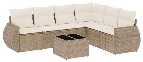 VidaXL Polyrattan Kerti Ülőgarnitúra - 7 részes - Bézs