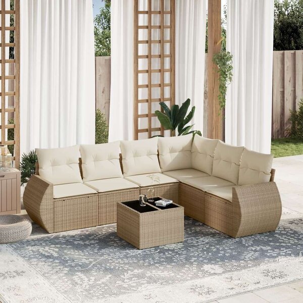 VidaXL Polyrattan Kerti Ülőgarnitúra - 7 részes - Bézs