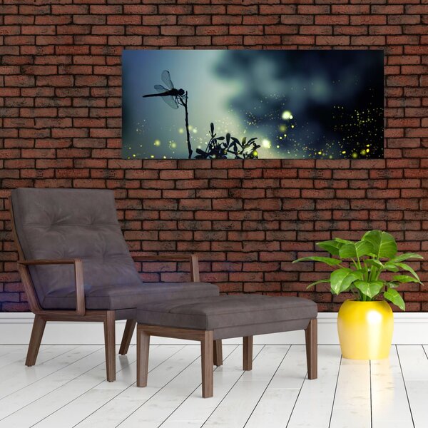 Kép - szitakötő a csillogó éjszakában (120x50 cm)