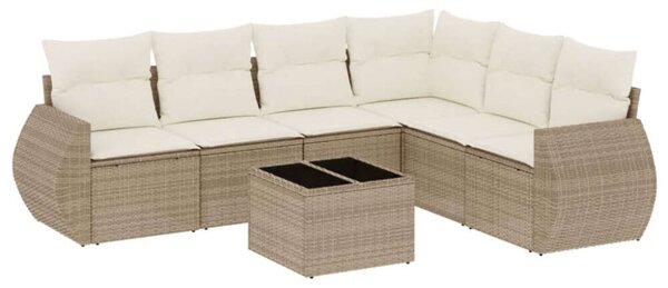 VidaXL Polyrattan Kerti Ülőgarnitúra - 7 részes - Bézs