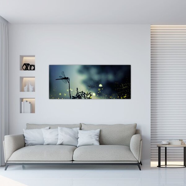 Kép - szitakötő a csillogó éjszakában (120x50 cm)