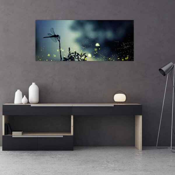 Kép - szitakötő a csillogó éjszakában (120x50 cm)