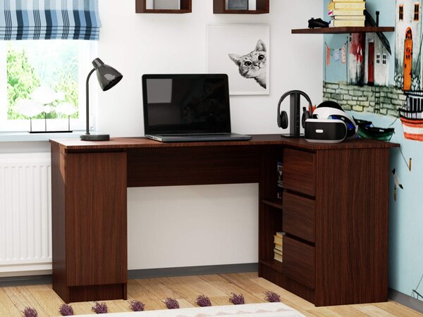 AKO-B20 sarok íróasztal, jobbos, wenge