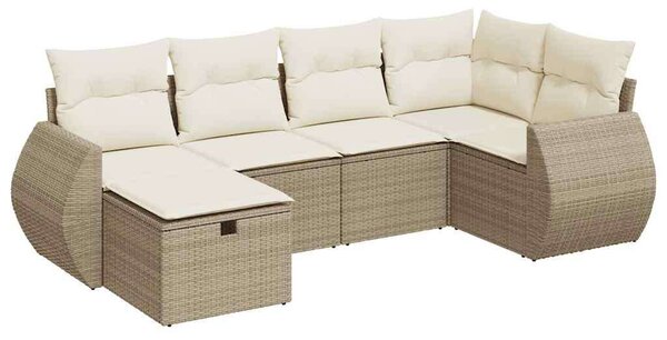 VidaXL 6 részes bézs polyrattan kerti ülőgarnitúra párnával