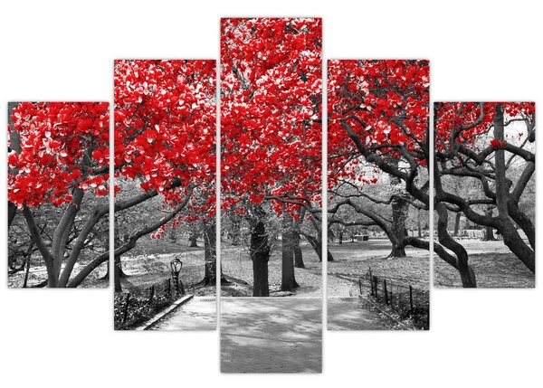 Kép - vörös fák,Central Park, New York (150x105 cm)