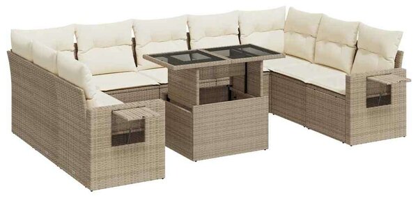 VidaXL 10 részes bézs polyrattan kerti ülőgarnitúra párnával