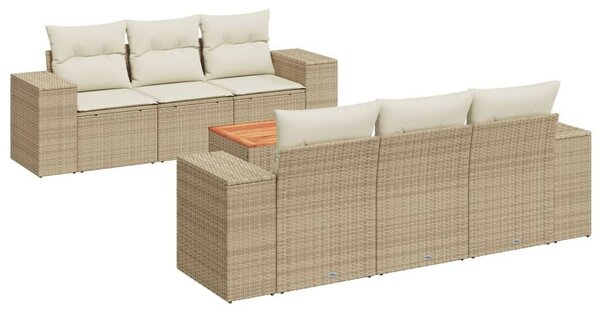 VidaXL 7 részes bézs polyrattan kerti ülőgarnitúra párnákkal
