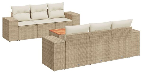 VidaXL 7 részes bézs polyrattan kerti ülőgarnitúra párnákkal