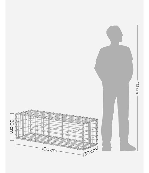 Gabion kosár, fém gabion ketrec 100 x 30 x 30 cm