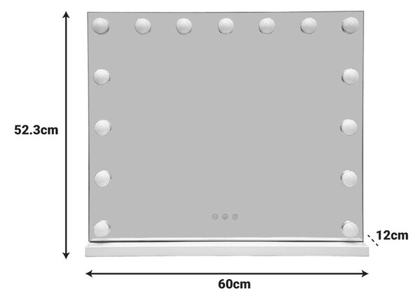 LED-es tükör, Hollywood, átlátszó, 60x12x52.3 cm