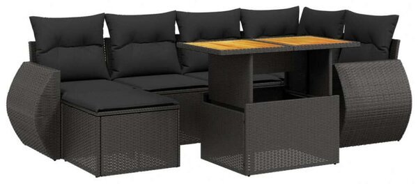 VidaXL Polyrattan Kerti Ülőgarnitúra - 7 részes - Fekete