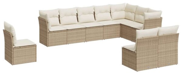 VidaXL Polyrattan Kerti Ülőgarnitúra - 10 részes - Bézs