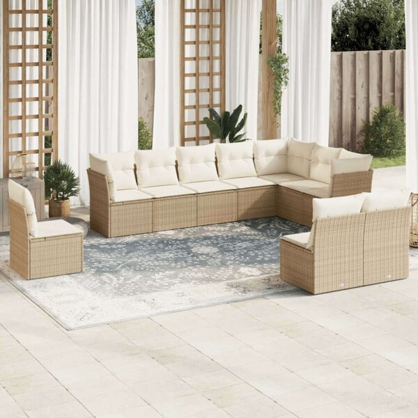 VidaXL Polyrattan Kerti Ülőgarnitúra - 10 részes - Bézs