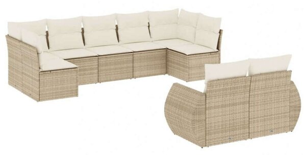 VidaXL Polyrattan Kerti Ülőgarnitúra - 9 részes - Bézs