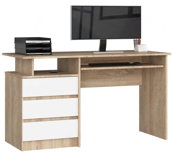 Számítógépes asztal CLP 135cm szonoma/fehér