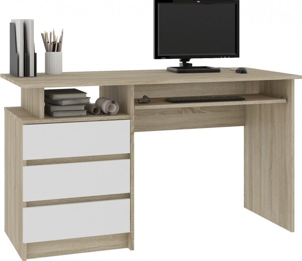 Számítógépes asztal CLP 135cm szonoma/fehér