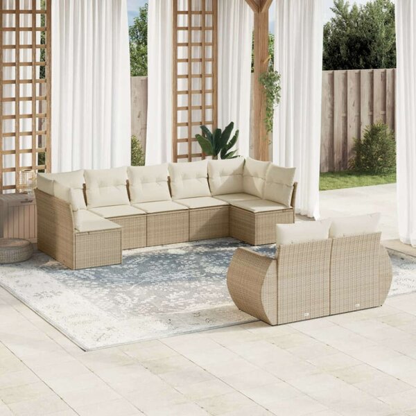 VidaXL Polyrattan Kerti Ülőgarnitúra - 9 részes - Bézs