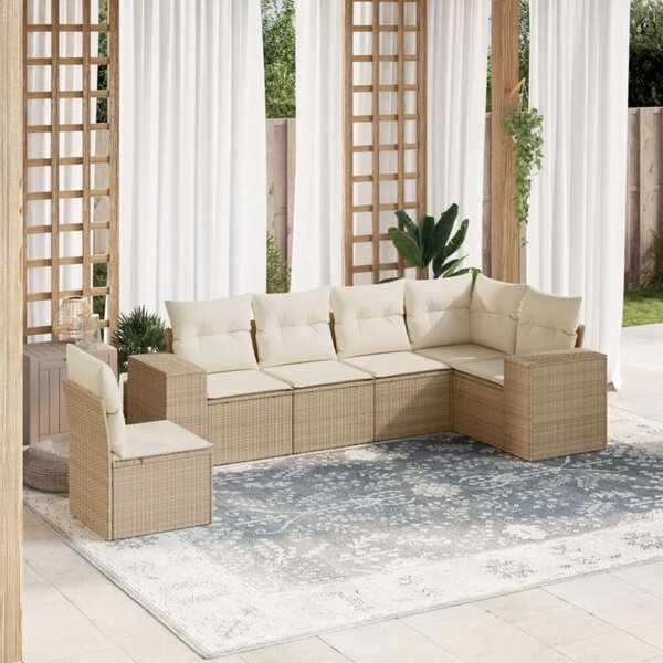 VidaXL Polyrattan Kerti Ülőgarnitúra - 6 részes - Bézs