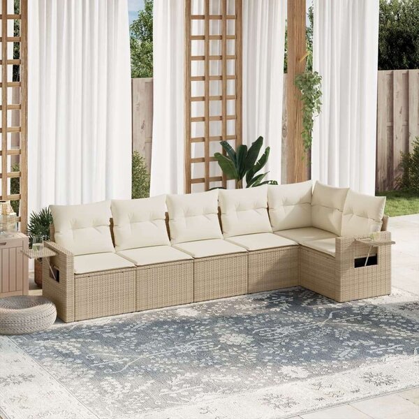 VidaXL Polyrattan Kerti Ülőgarnitúra - 6 részes - Bézs