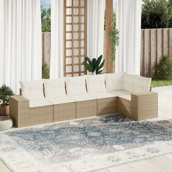 VidaXL Polyrattan Kerti Ülőgarnitúra - 6 részes - Bézs