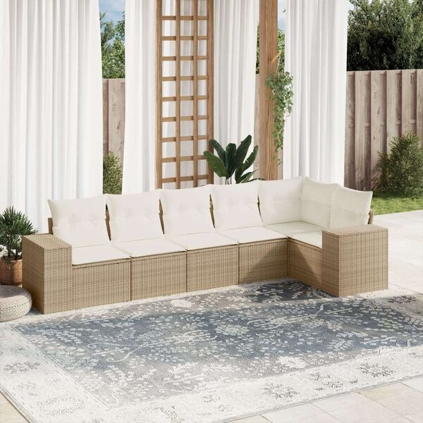 VidaXL Polyrattan Kerti Ülőgarnitúra - 6 részes - Bézs