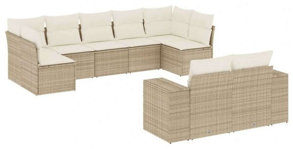VidaXL Polyrattan Kerti Ülőgarnitúra - 9 részes - Bézs