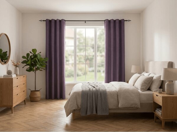 DUNES VELVET sötétítő függöny 140×250 cm, lila Felfüggesztés: Hullámos sínszalag