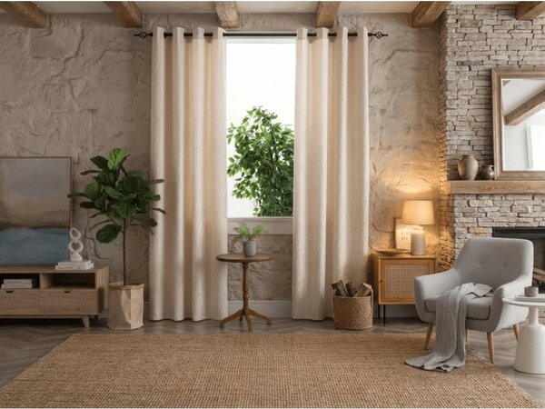 DUNES VELVET sötétítő függöny 140×250 cm, krémszínű Felfüggesztés: Fém gyűrűk
