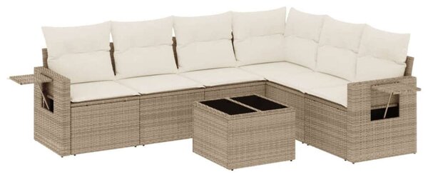 VidaXL Polyrattan Kerti Ülőgarnitúra - 7 részes - Bézs