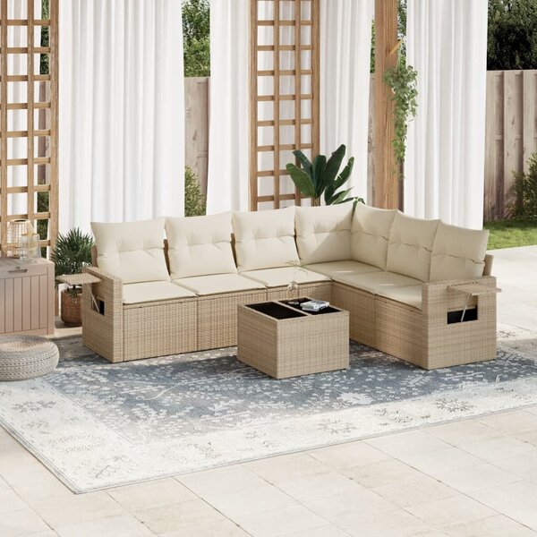 VidaXL Polyrattan Kerti Ülőgarnitúra - 7 részes - Bézs